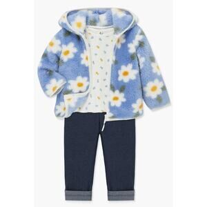 Little Me Floral Print Fleece Hoodie, Long Sleeve Top & Leggings Set c